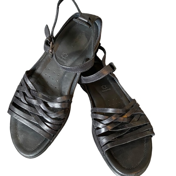 Ecco black leather open toe ankle strap strappy sandals size 39 - Picture 2 of 9